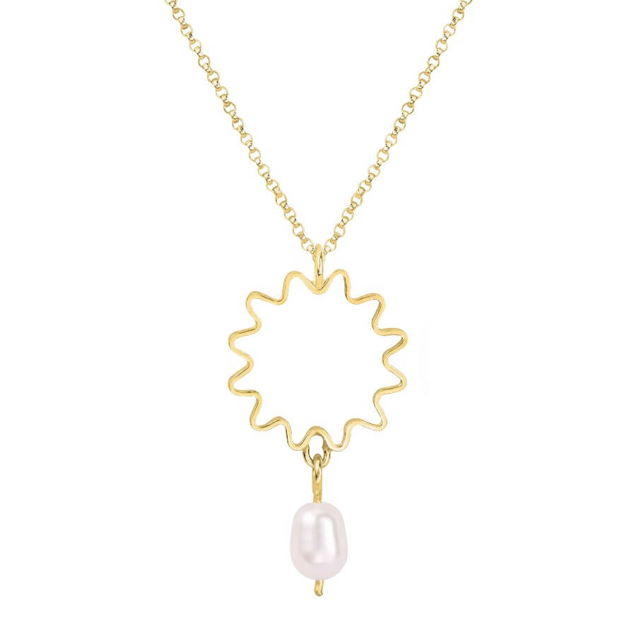 Mini Pearl Pendant by Olivia Taylor, A gold necklace with a pearl droplet. | Contemporary Jewellery for sale at The Bisct Factory Newcastle