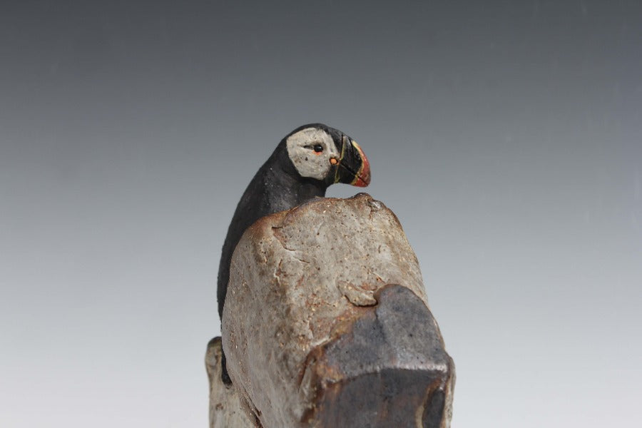Puffin on Boulder by Jack Durling | Contemporary Ceramics available at The Biscuit Factory Newcastle