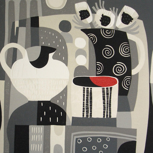 Red Glaze by Jane Walker | Contemporary linocut print for sale at The Biscuit Factory Newcastle 