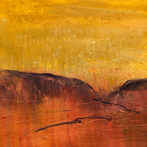 Red and Yellow Cheviot Hills by Clifford William Blakey | Contemporary Painting for sale at The Biscuit Factory Newcastle 