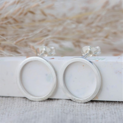 Circle Stud Earrings - Silver