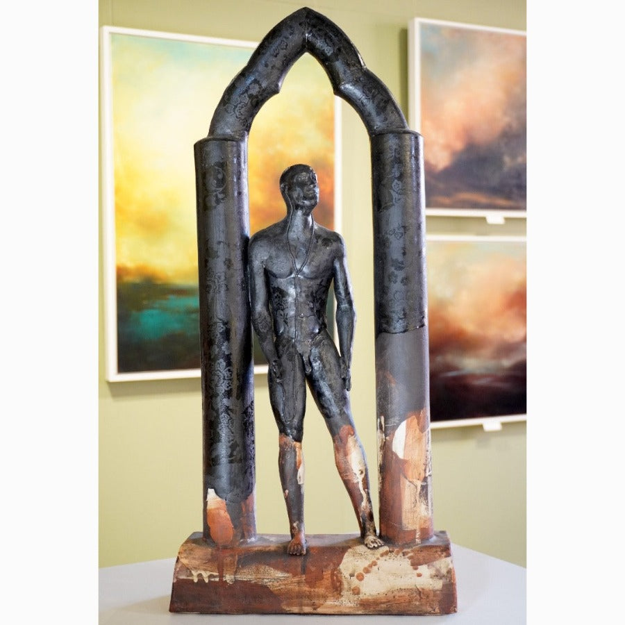 Standing Male Nude in Arch Listening Series | Contemporary Ceramics for sale at The Biscuit Factory Newcastle 