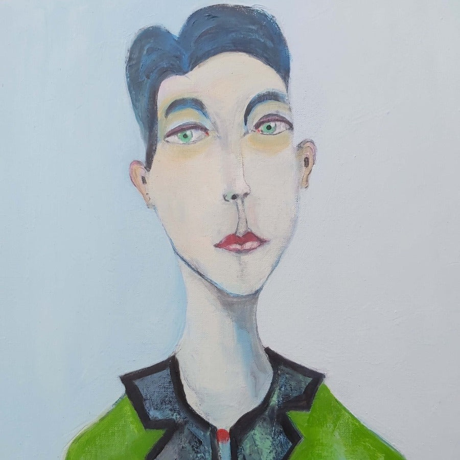 The Boy from the Cirus by Peter Hallam; a colourful portrait painting by Peter Hallam. | Original art for sale at The Biscuit Factory Newcastle