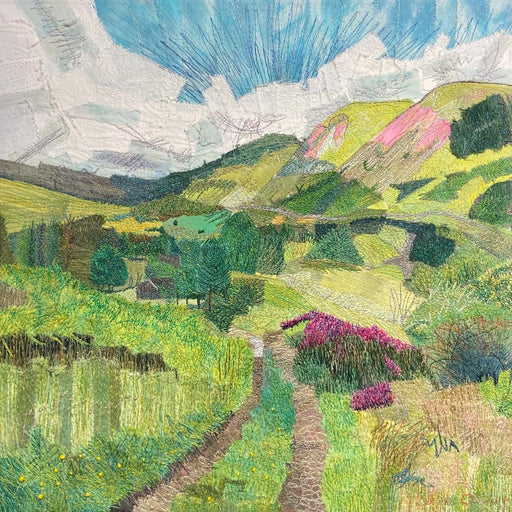 To the Hills by Harthorpe Valley by Donna Cheshire | Contemporary textiles for sale at The Biscuit Factory Newcastle 