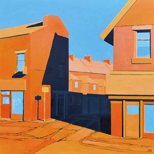 Tynemouth Percy Park Road by Anthony Downie, an original painting of a residential street. Contemporary art for sale at The Biscuit Factory Newcastle