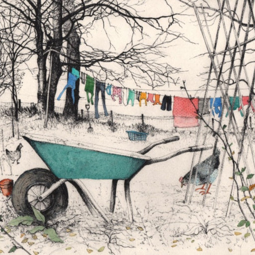 Wheel Barrow Washing by Pamela Grace | Contemporary Print for sale at The Biscuit Factory Newcastle4 