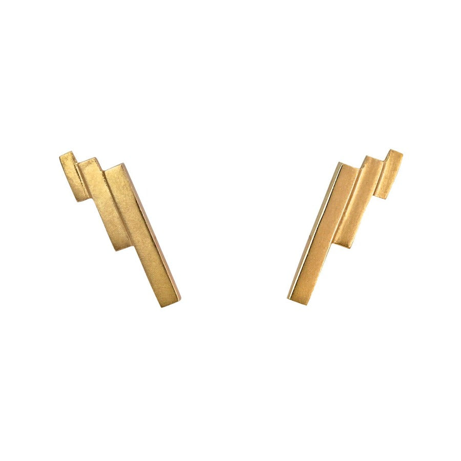 Bar Stud Earrings Gold by Cara Tonkin | Contemporary Jewellery for sale at The Biscuit Factory Newcastle 