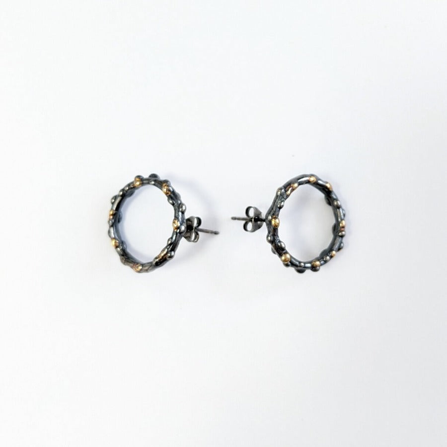 Black and Gold Studs by Silverkupe | Original jewellery for sale at The Biscuit Factory Newcastle 