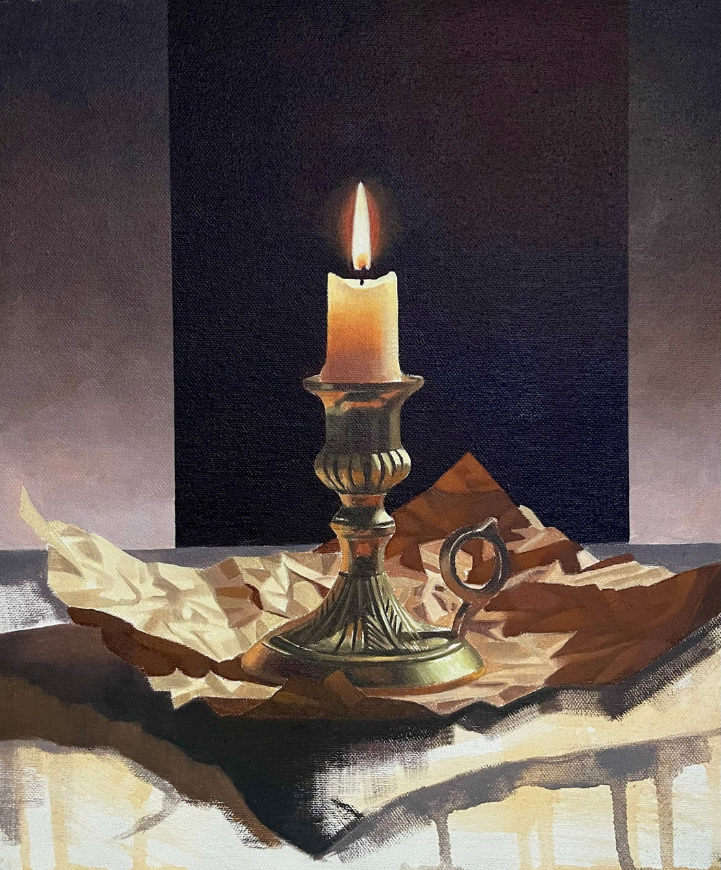 Candle with Brown Paper