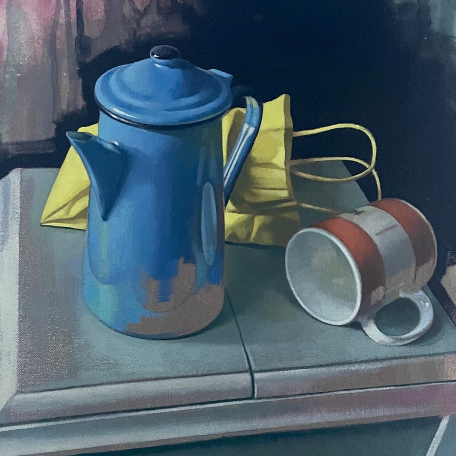 Coffee Pot with Mug by Angelo Murphy | Contemporary Paitning for sale at The Biscuit Factory 