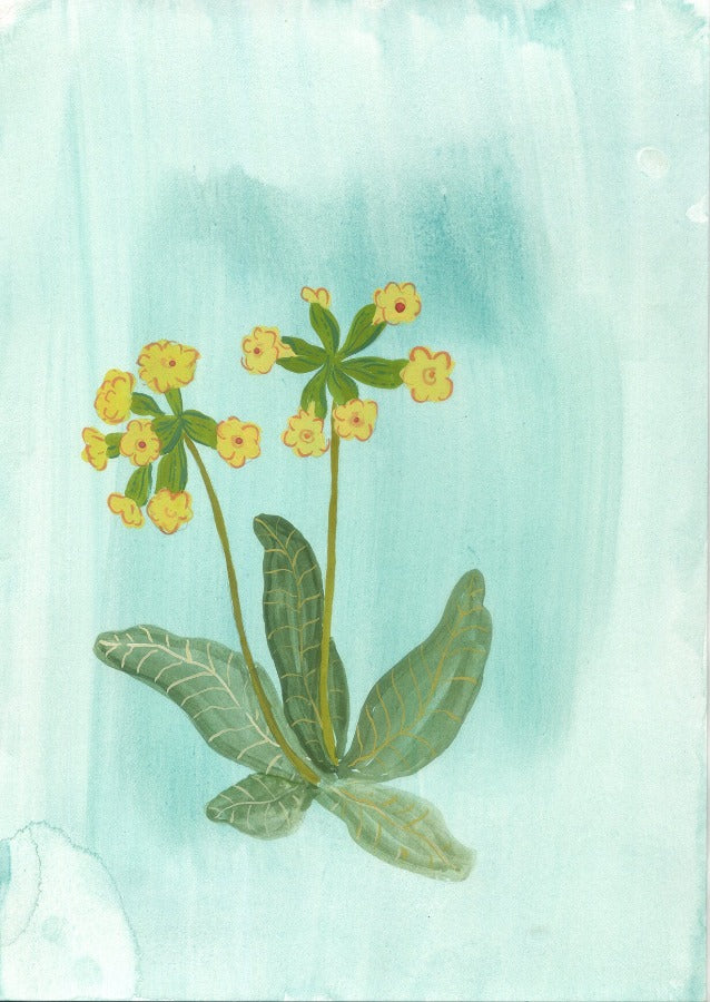 Cowslips on Blue by Trina Dalziel | Contemporary Painting for sale at The Biscuit Factory Newcastle