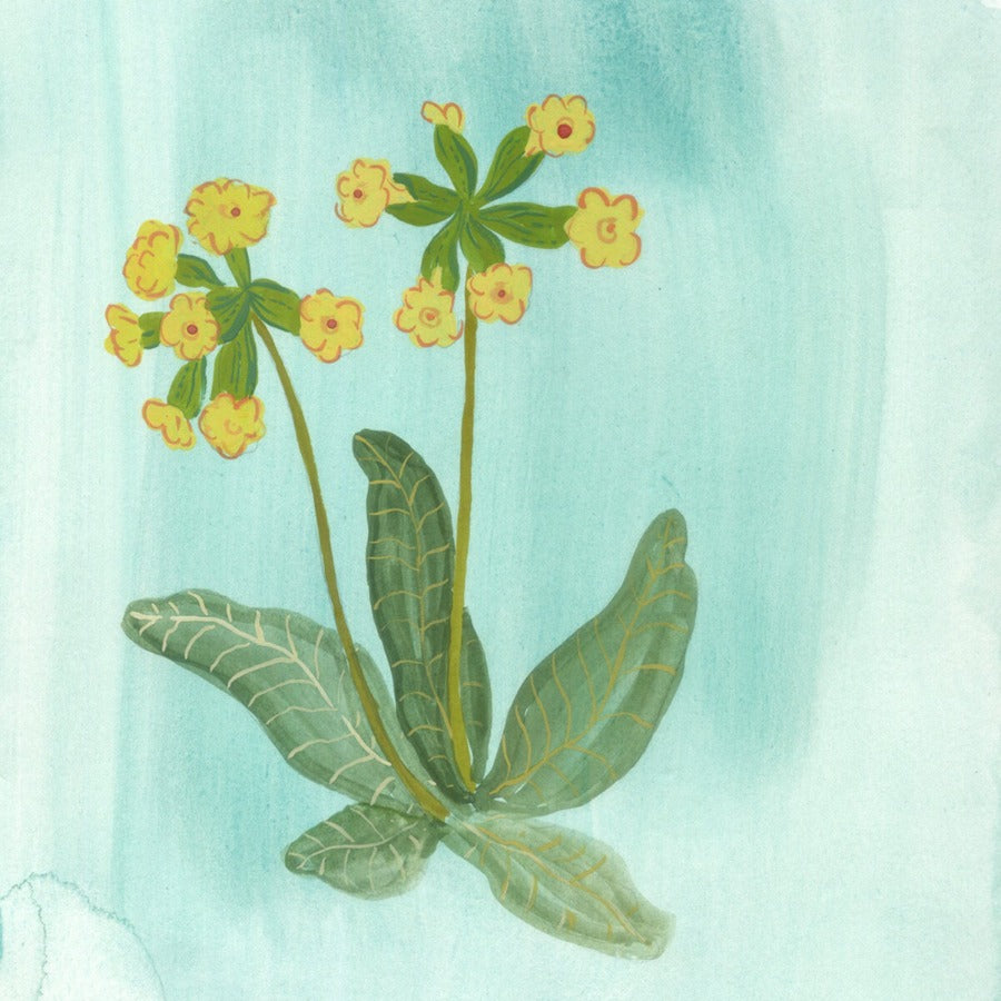 Cowslips on Blue by Trina Dalziel | Contemporary Painting for sale at The Biscuit Factory Newcastle 