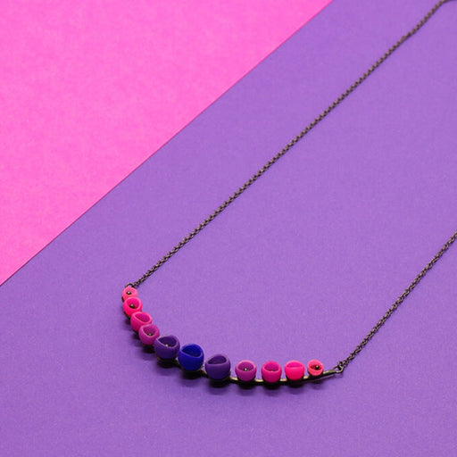 Fade Crescent Pendant Purple and Pink by Jenny Llewellyn | Contemporary jewellery for sale at The Biscuit Factory Newcastle 