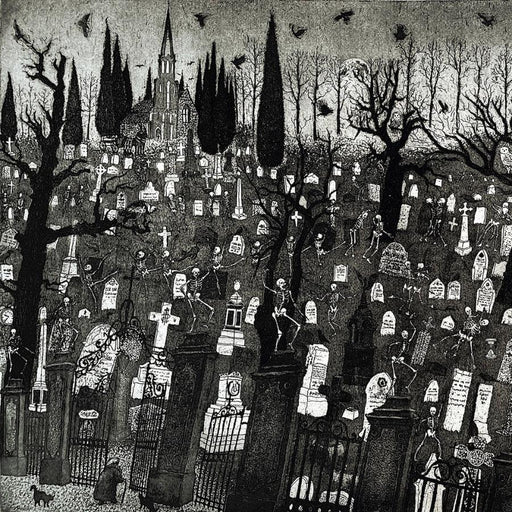 Danse Macabre by Tim Southall | Contemporary Etching print for sale at The Biscuit Factory Newcastle 