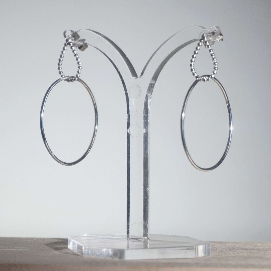 Dotty Teardrop Circle Hoops by Claire Lowe | Contemporary Jewellery for sale at The Biscuit Factory Newcastle 