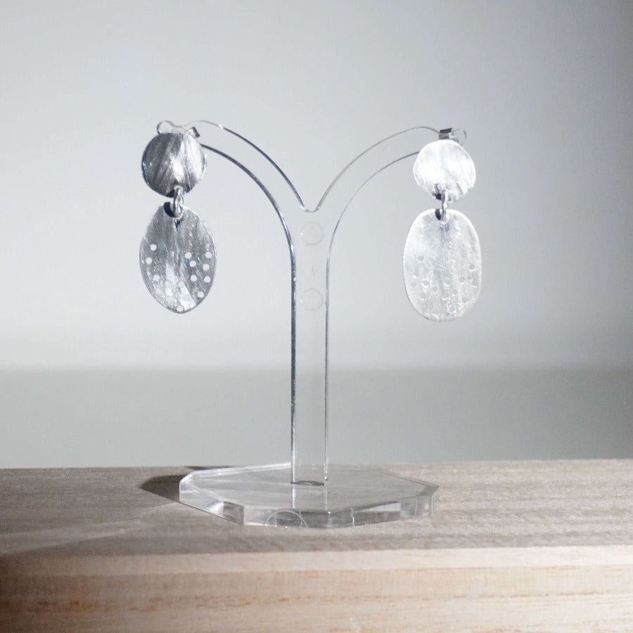 Double Pebble Stud Earrings by Claire Lowe | Contemporary Jewellery for sale at The Biscuit Factory Newcastle 