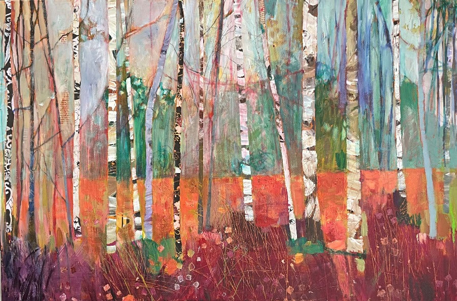 February Forest by Sally Anne Fitter | Contemporary Painting for sale at The Biscuit Factory Newcastle