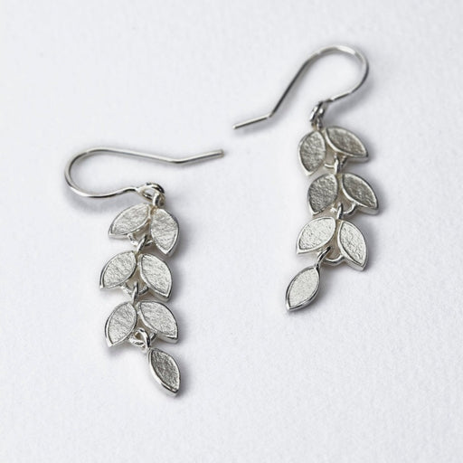 Fine Leaf Earrings - Silver by Anna Wales | Contemporary Jewellery for sale at The Biscuit Factory Newcastle