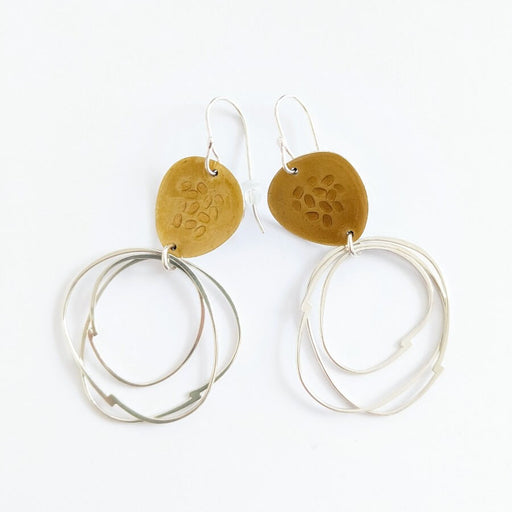 Flotsam Loopy Earrings Yellow Gold by Caroline Finlay | Original Jewellery for sale at The Biscuit Factory Newcastle 