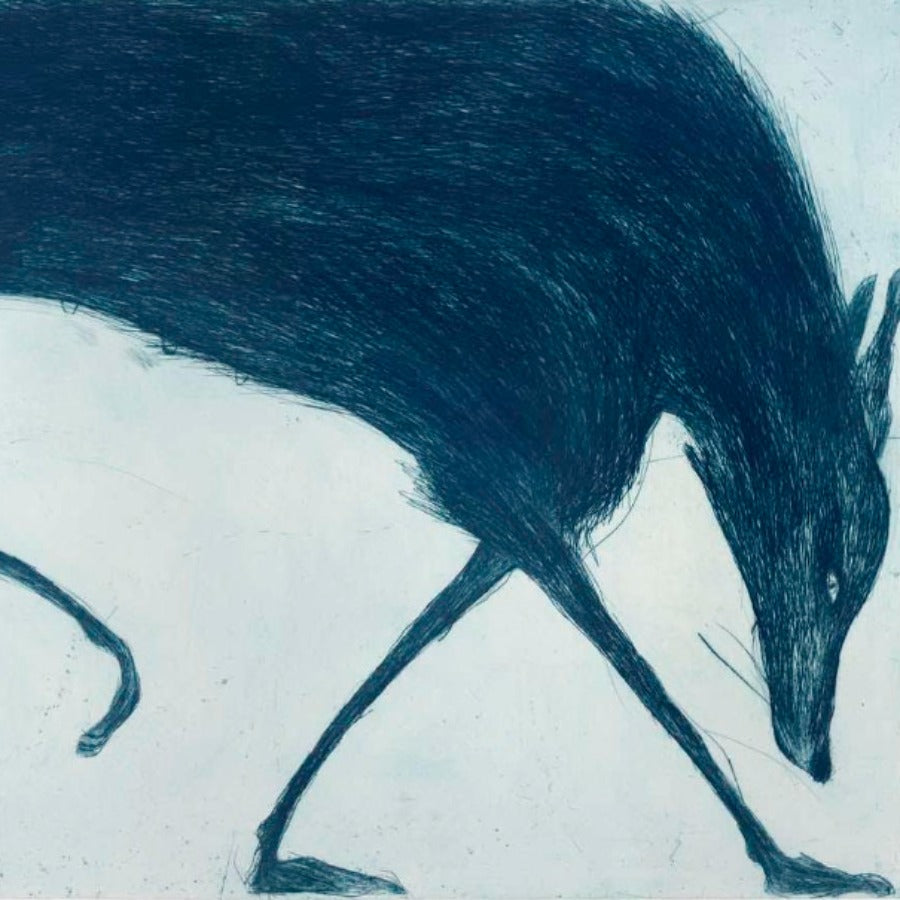Blue Wolf by Kate Boxer | Contemporary Print for sale at The Biscuit Factory Newcastle 