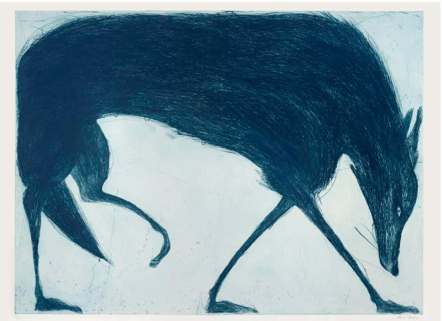 Blue Wolf by Kate Boxer | Contemporary Print for sale at The Biscuit Factory Newcastle