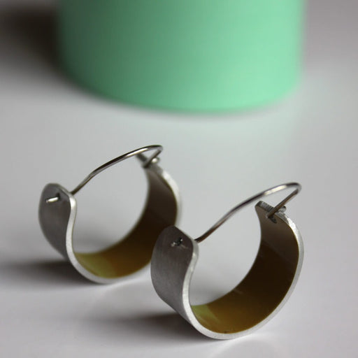 Huggie Hoops by Sarah Sanders | Handcrafted Silver Jewellery for sale at The Biscuit Factory Newcastle 