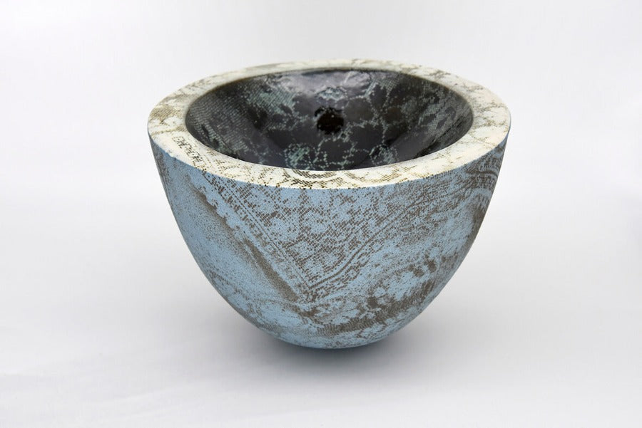 Large Vessel - Blue, Black & White by Lesley Farrell | Contemporary Ceramics for sale at The Biscuit Factory Newcastle