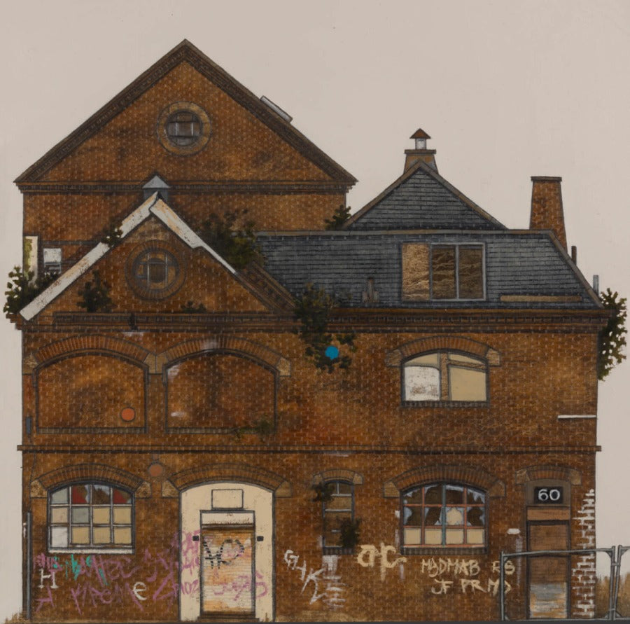 Linen Factory East Gable by Cate Inglis | Contemporary Painting for sale at The Biscuit Factory Newcastle 