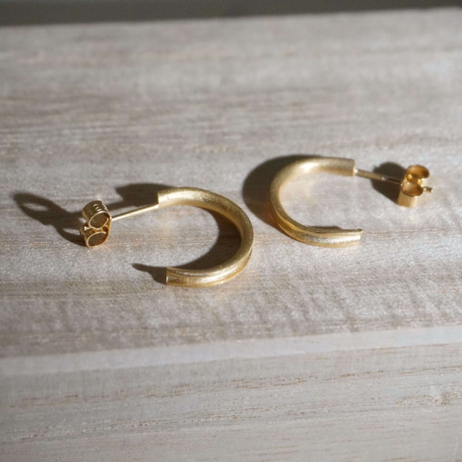 Mara Hoops in Gold by Tina Macleod | Contemporary Jewellery for sale at The Biscuit Factory Newcastle
