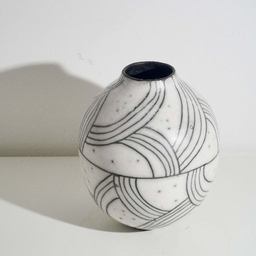 Medium Black and White Pot by Alan Ball | Contemporary Sculpture for sale at The Biscuit Factory Newcastle 