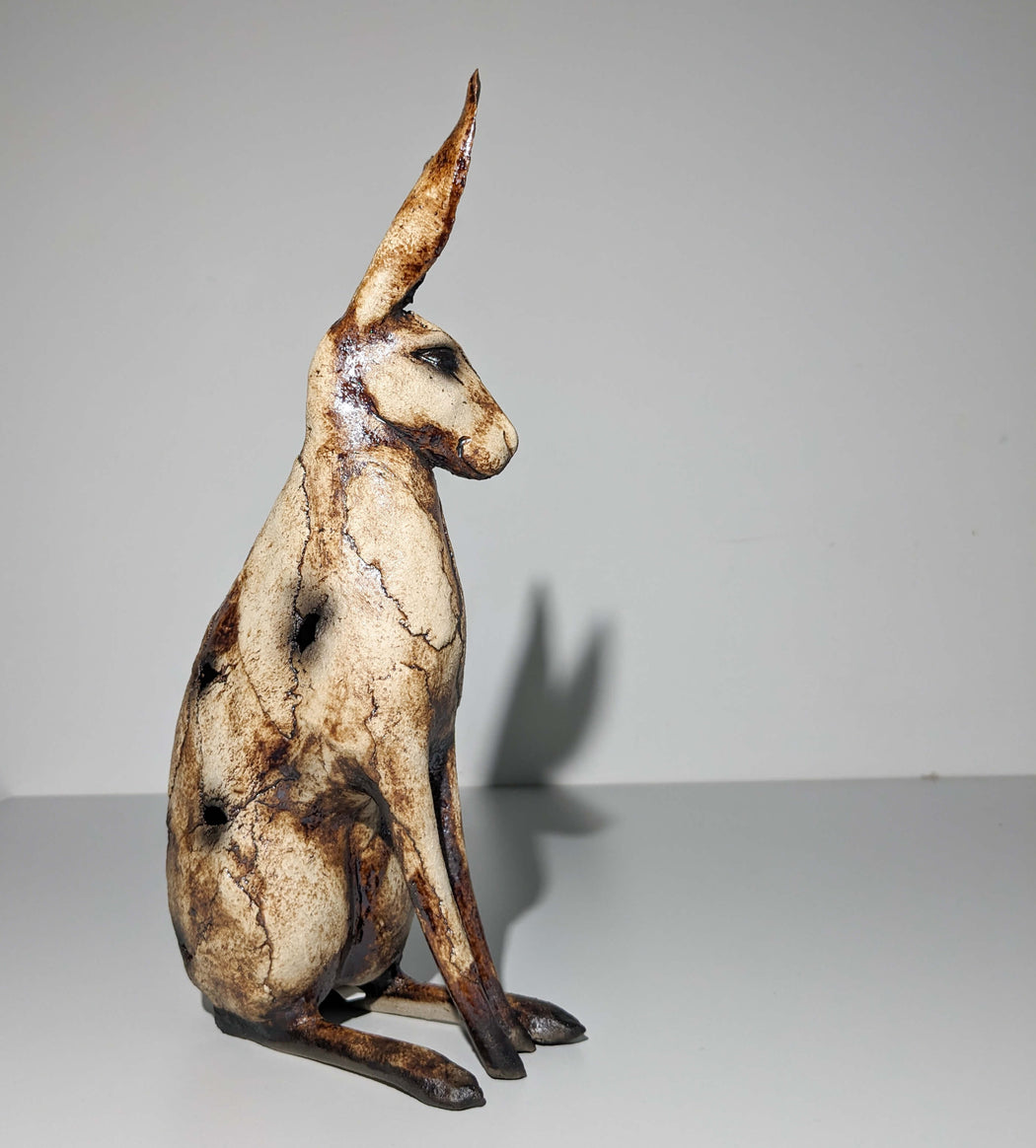 Medium Sitting Hare by Karen Lainson | Contemporary Ceramics for sale at The Biscuit Factory 