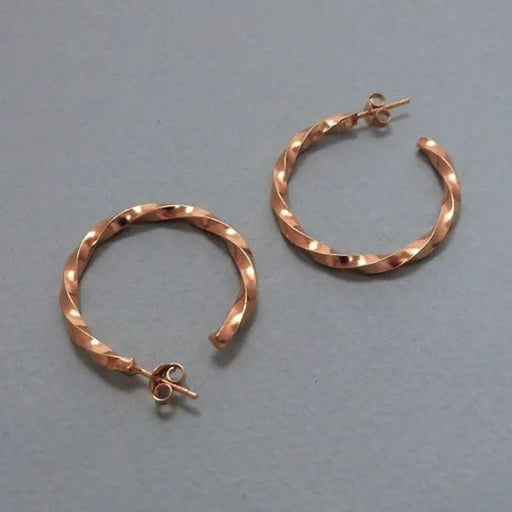 Midi Twisted Hoop Earrings in Gold by Elin Horgan | Contemporary Jewellery for sale at The Biscuit Factory Newcastle 