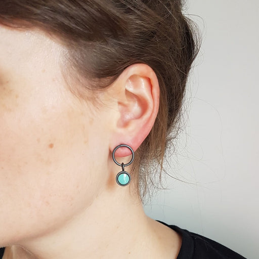 Blue Dot Earrings by Elizabeth Jane Campbell | Contemporary jewellery for sale at The Biscuit Factory Newcastle 