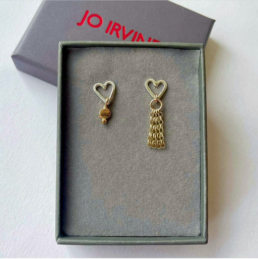 Mismatch Heart Studs by Jo Irvine | Contemporary Jewellery for sale at The Biscuit Factory