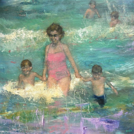 Mother And Children Paddling