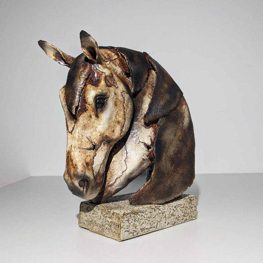 Mounted Horse Head by Karen Lainson | Contemporary Ceramic Sculpture for sale at The Biscuit Factory Newcastle