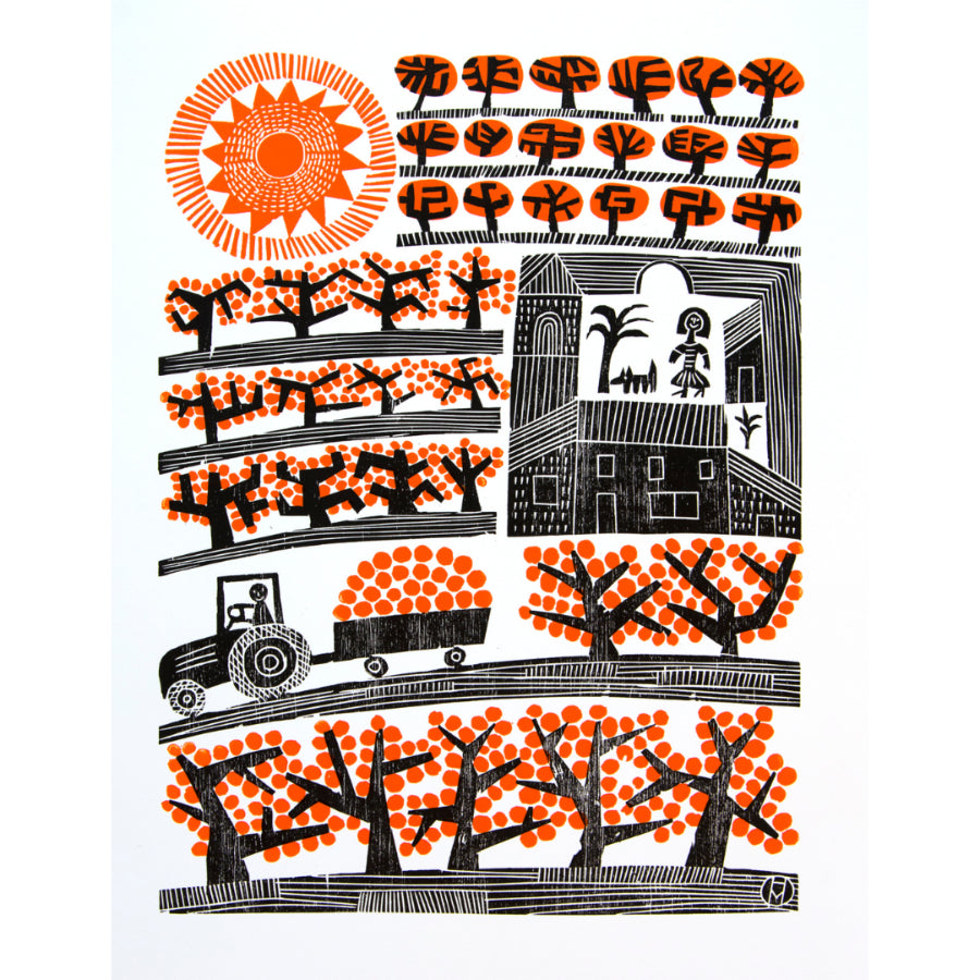 Orange Farm Near Valencia by Hilke MacIntyre | Contemporary Prints for sale at The Biscuit Factory Newcastle
