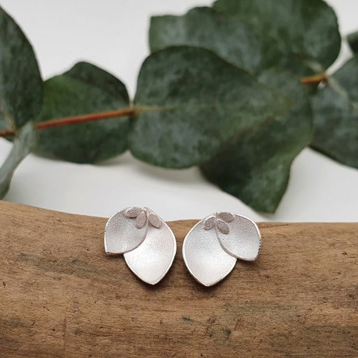 Orchid Foliage Petal Earrings by Donna Barry | Contemporary Jewellery for sale at The Biscuit Factory Newcastle 