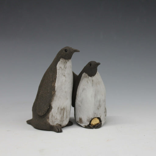 Pair of Golden Egg Penguins by Jack Durling | Contemporary Ceramics available at The Biscuit Factory Newcastle 