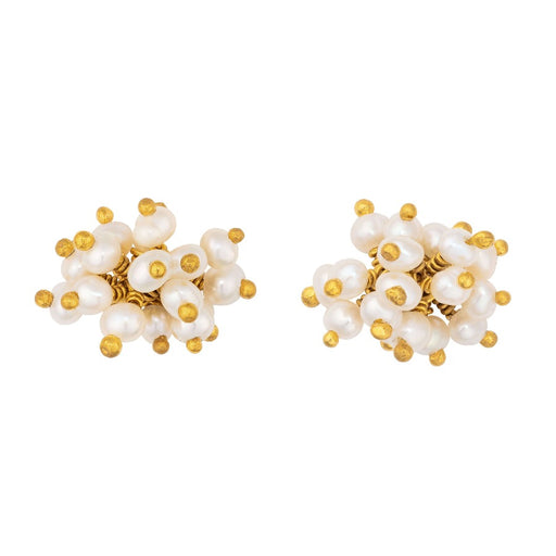 Pompom Earrings - Pearl by Kate Wood | Contemporary Jewellery for sale at The Biscuit Factory Newcastle 