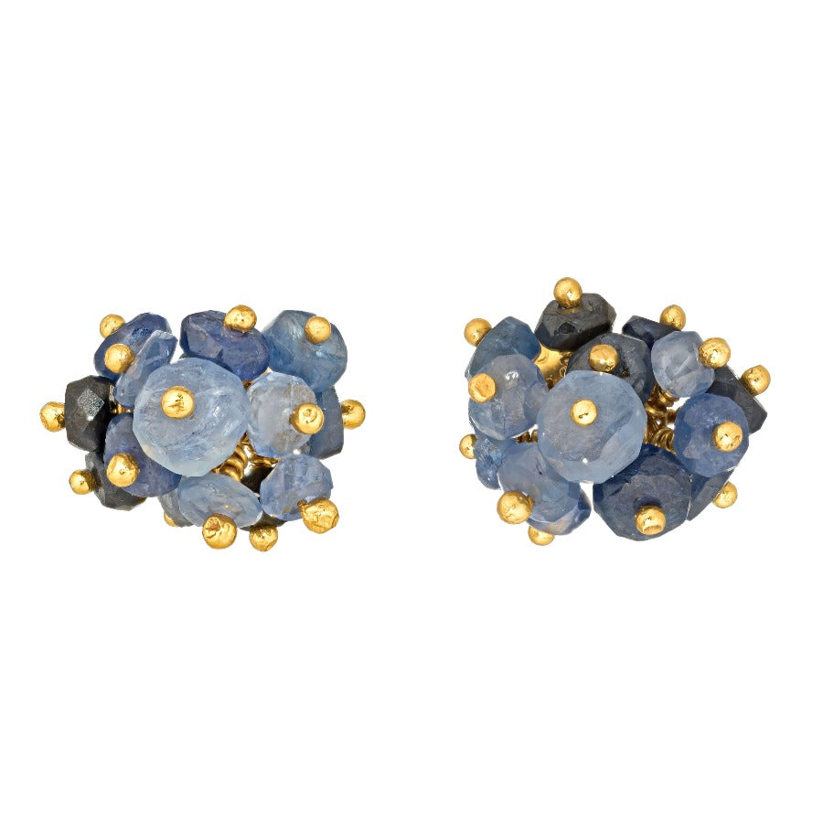 Pompom Earrings - Sapphire by Kate Wood | Contemporary jewellery for sale at The Biscuit Factory Newcastle 
