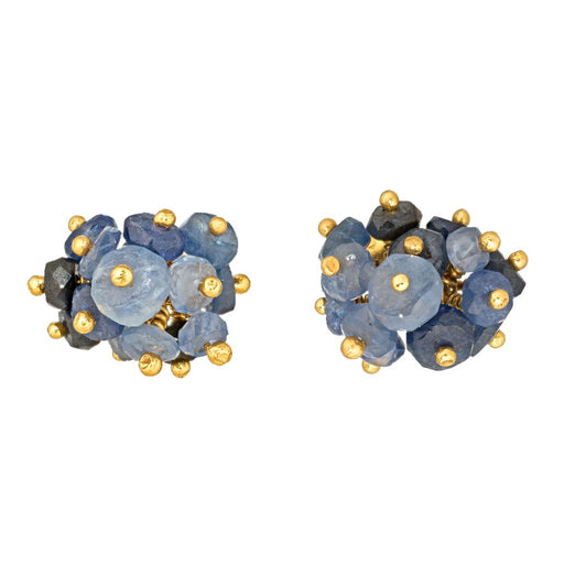 Pompom Earrings - Sapphire by Kate Wood | Contemporary jewellery for sale at The Biscuit Factory Newcastle 