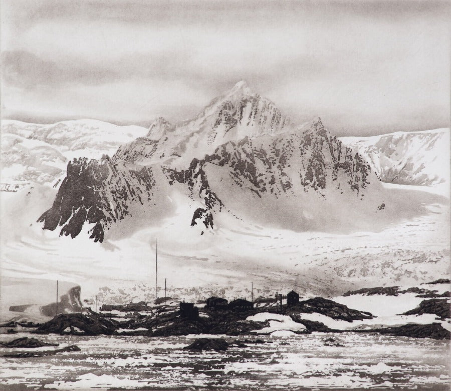 Port Lockroy by Ian Brooks | Contemporary Etchings for sale at The Biscuit Factory Newcastle 