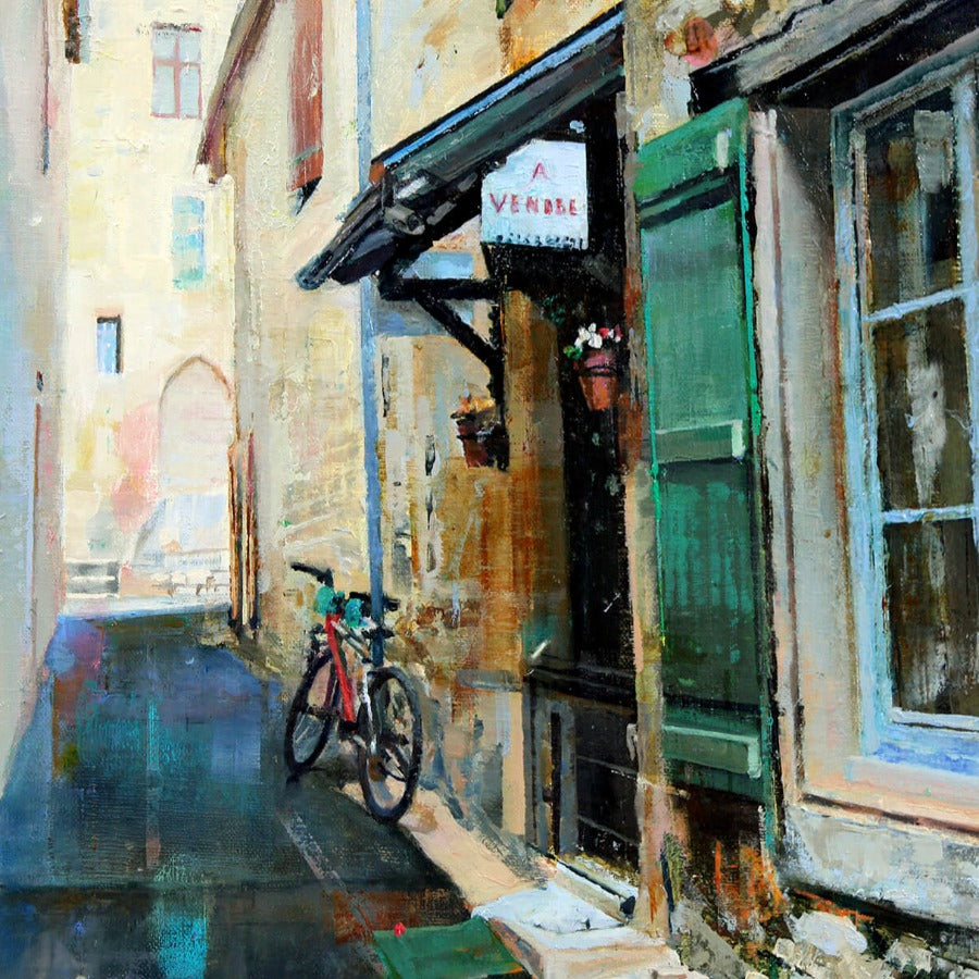 Red Bike Rural France by Mark Sofilas | Original Painting by Mark Sofilas for sale at The Biscuit Factory Newcastle 