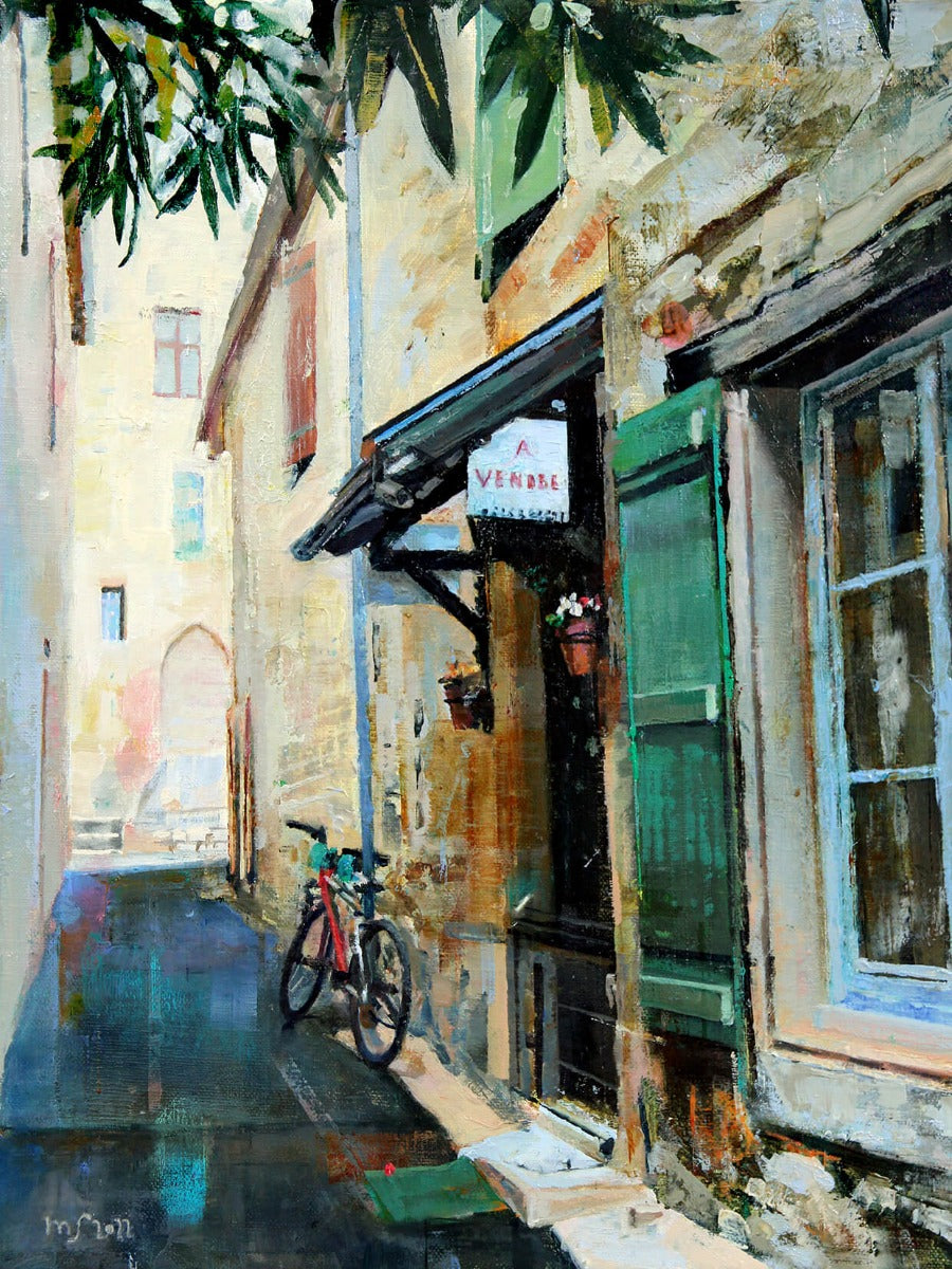 Red Bike Rural France by Mark Sofilas | Original Painting by Mark Sofilas for sale at The Biscuit Factory Newcastle