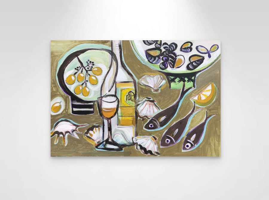 Seafood Lunch by Marissa Weatherhead | Contemporary Painting for sale at The Biscuit Factory Newcastle
