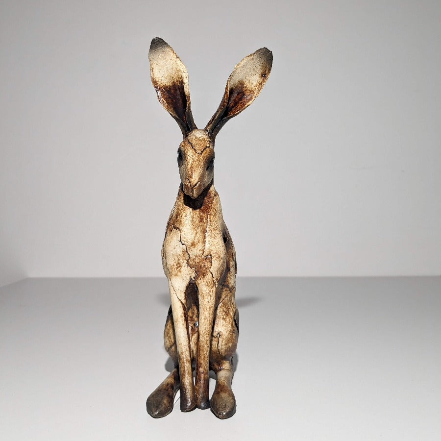 Small Hare Sitting by Karen Lainson | Original Ceramic Sculpture for sale at The Biscuit Factory Newcastle