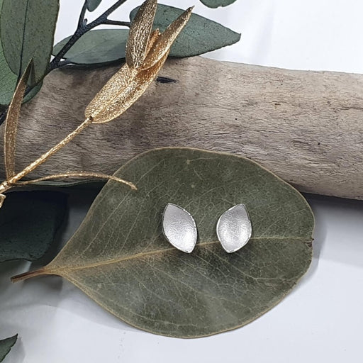 Small Plain Petal Earrings by Donna Barry | Contemporary Jewellery for sale at The Biscuit Factory Newcastle 