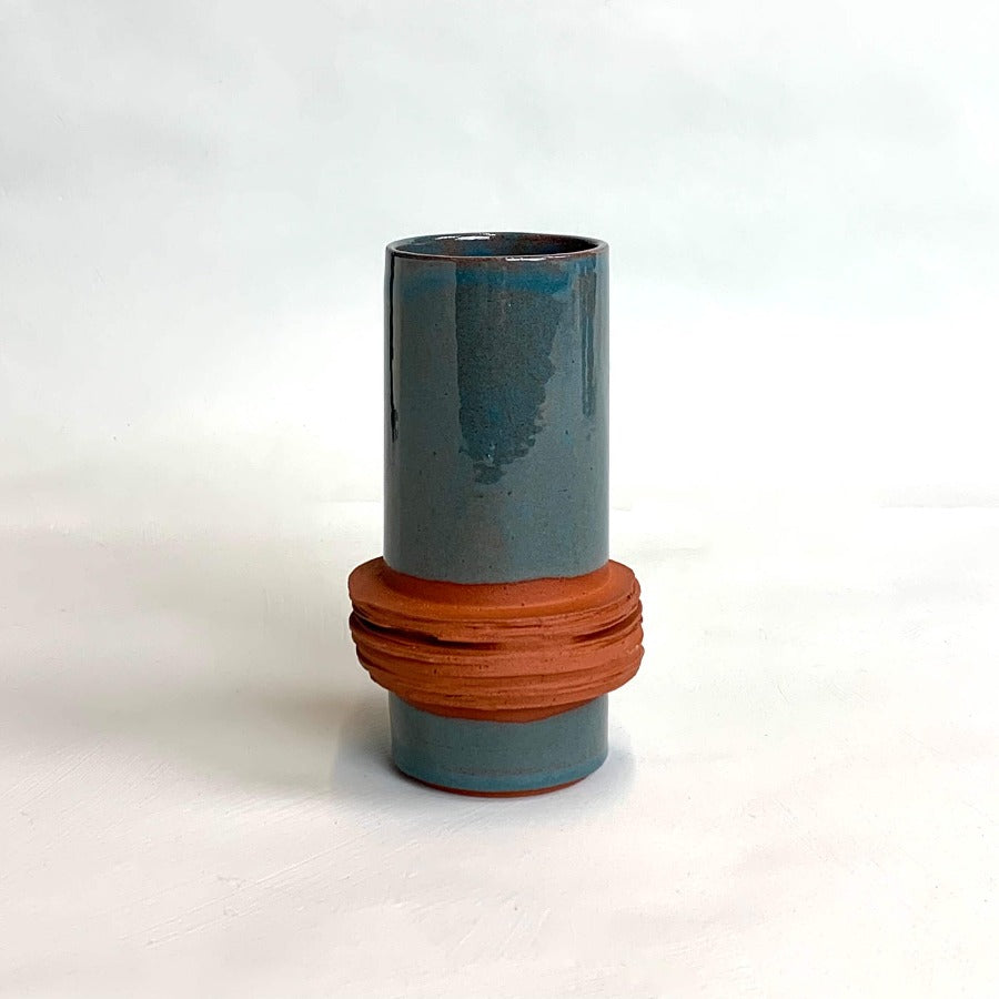 Small Stacked Vessel - Petrol by Emma Westmacott | Contemporary ceramics available at The Biscuit Factory Newcastle 