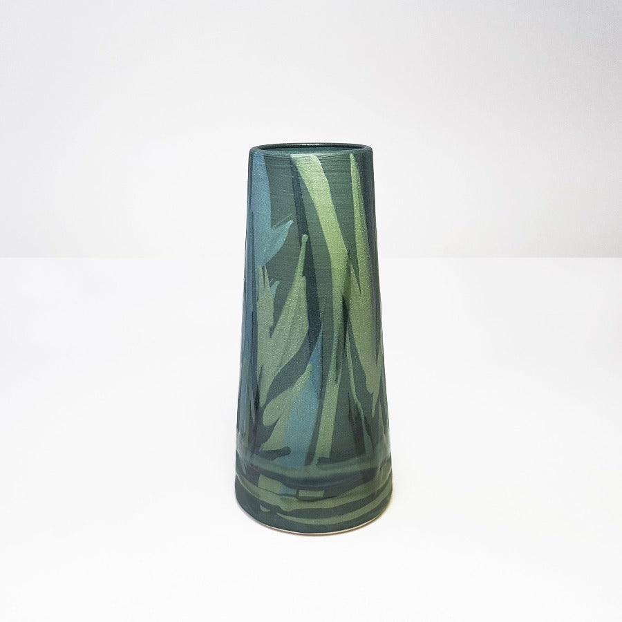 Small Stwm Vase - Dark Peacock Green by Rowena Gilbert | Contemporary Ceramics for sale at The Biscuit Factory Newcastle